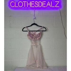 New Victoria’s Secret Very Sexy Wicked Embroidered Apron Babydoll + panty Large